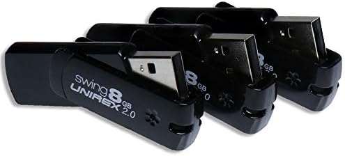 UNIREX 3 חבילה נדנדה 8GB USB 2.0 כונן אגודל, שחור | אחסון מקל זיכרון תואם למחשב, טאבלט או מחשב נייד